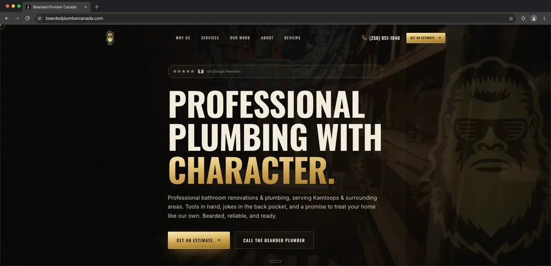 Bearded Plumber Canada website after the Ezeey rebuild