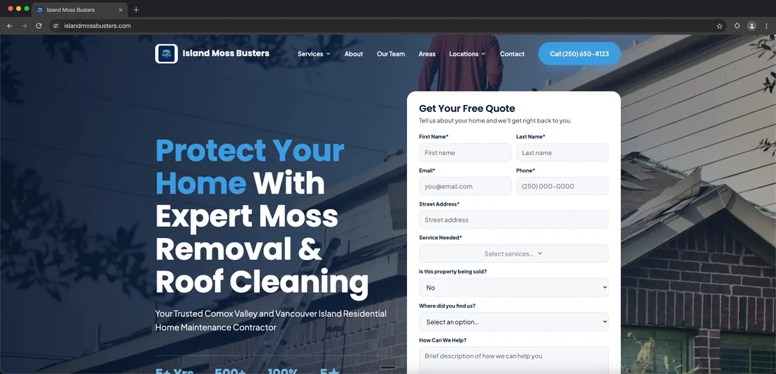 Island Moss Busters website after the Ezeey rebuild