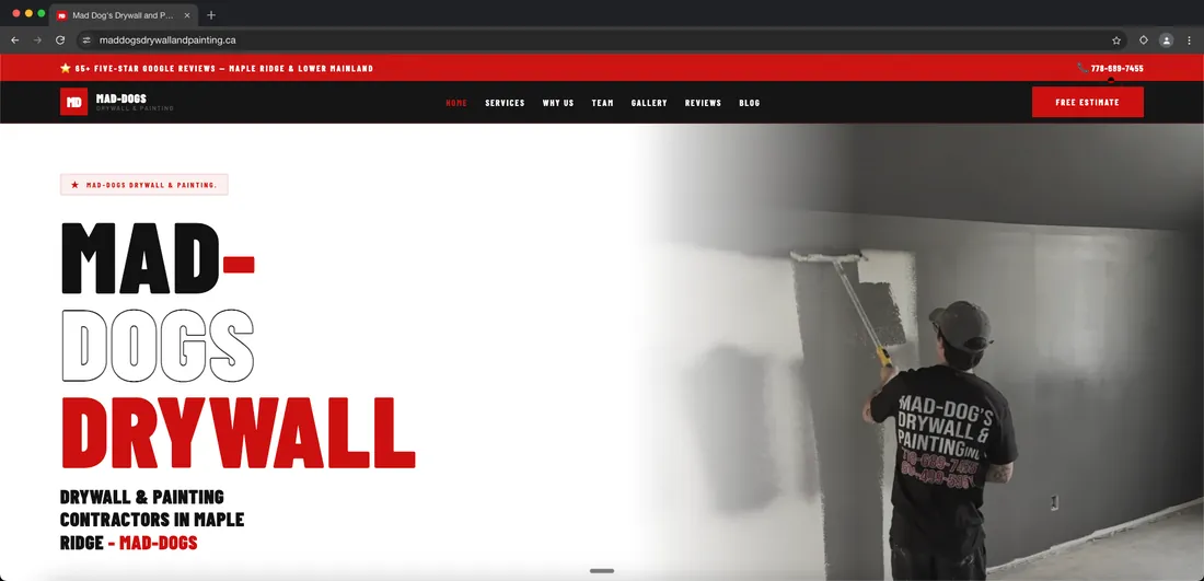 Mad-Dogs Drywall and Painting website after the Ezeey rebuild