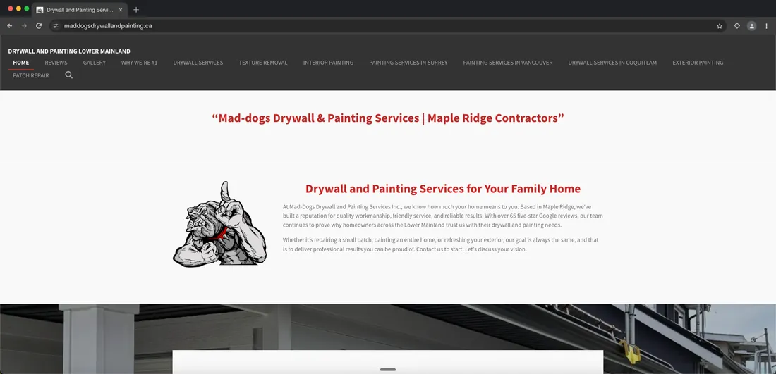 Mad-Dogs Drywall and Painting website before the Ezeey rebuild