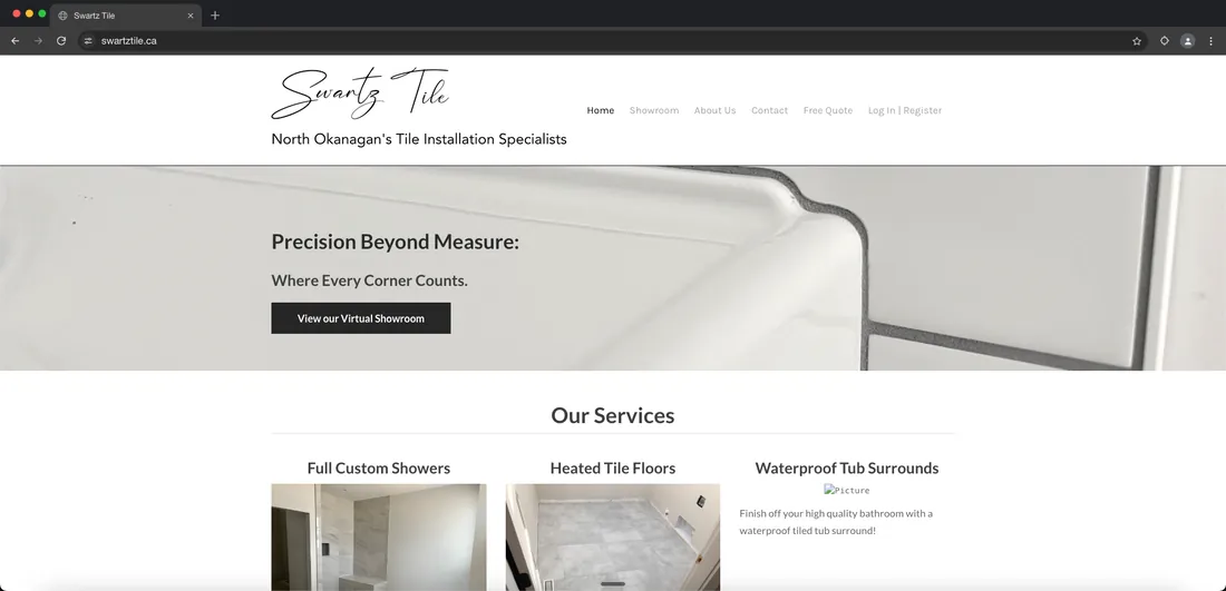 Swartz Tile website before the Ezeey rebuild