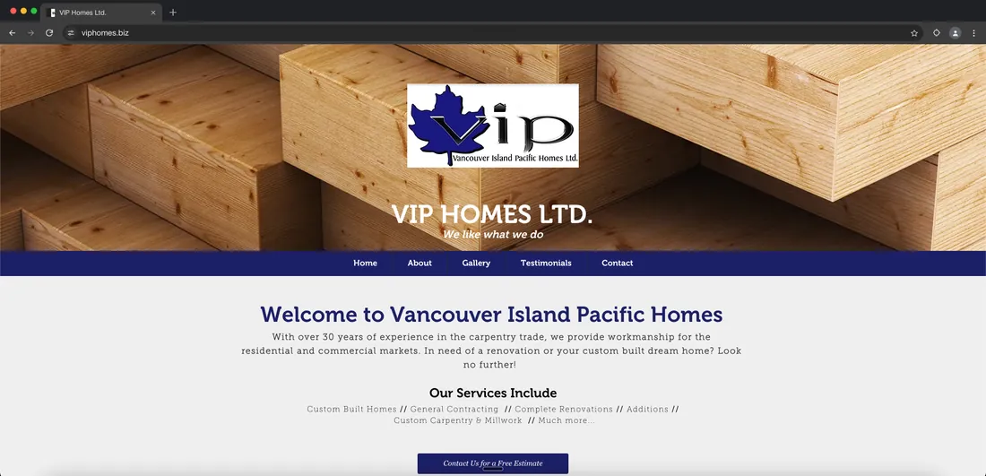 VIP Homes website before the Ezeey rebuild